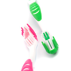 Image showing two toothbrushes