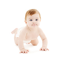 Image showing crawling baby boy in diaper