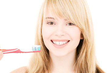 Image showing happy girl with toothbrush