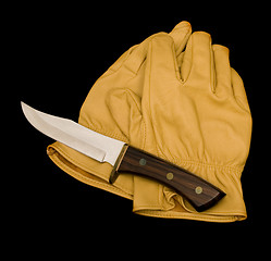 Image showing Gloves And A Knife