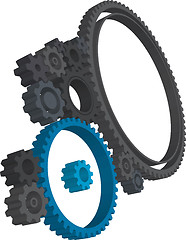 Image showing Various 3D cogwheels