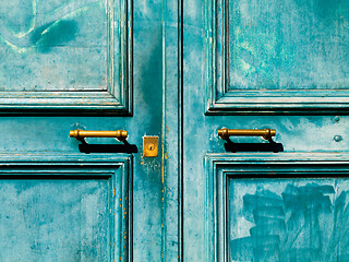 Image showing Turquoise  door