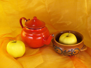 Image showing Still life with red teapot