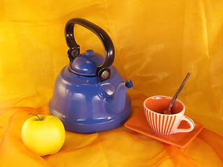 Image showing still life with blue teapot