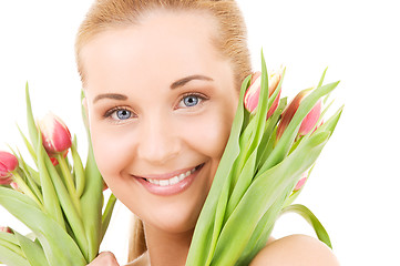 Image showing happy woman with flowers