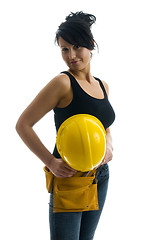 Image showing pretty sexy female young construction worker