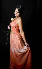 Image showing sexy young woman dress with rose flower