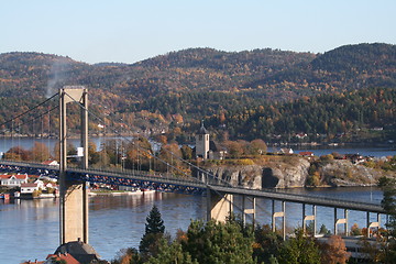 Image showing Brevik church and bridge