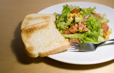 Image showing Vegetable salad with toast