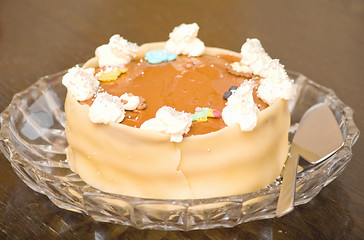 Image showing Delicious layer cake with marcipan 