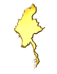 Image showing Myanmar 3d Golden Map