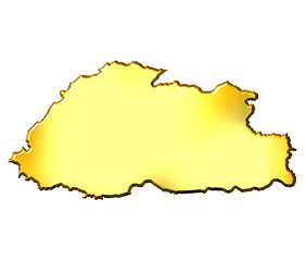 Image showing Bhutan 3d Golden Map