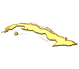 Image showing Cuba 3d Golden Map