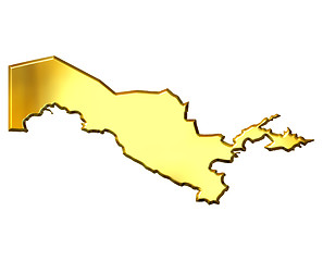 Image showing Uzbekistan 3d Golden Map