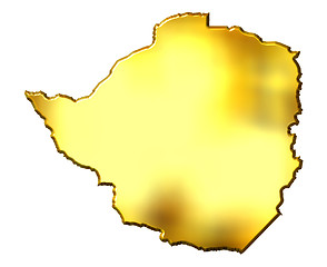 Image showing Zimbabwe 3d Golden Map