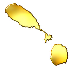 Image showing Saint Kitts and Nevis 3d Golden Map