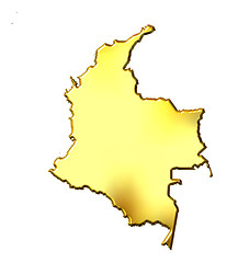 Image showing Colombia 3d Golden Map