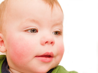 Image showing Portrait of a cute baby boy isolated on white