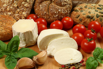 Image showing Mozzarella and tomatoes