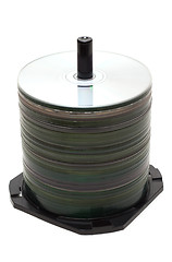 Image showing Pile CD disk on spindel