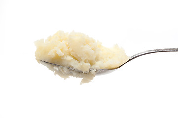 Image showing Spoon with mashed potatoes