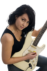 Image showing sexy woman playing guitar