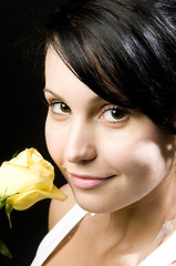 Image showing sexy woman rose flower portrait studio