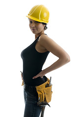 Image showing pretty sexy female young construction worker