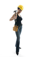 Image showing pretty sexy female young construction worker