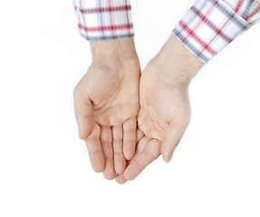 Image showing Two hands over white