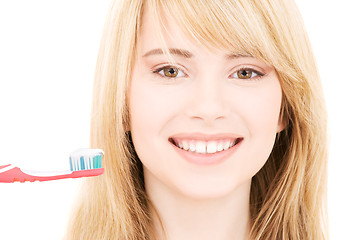 Image showing happy girl with toothbrush