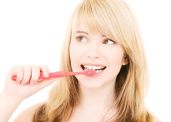 Image showing happy girl with toothbrush