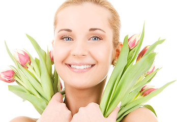 Image showing happy woman with flowers