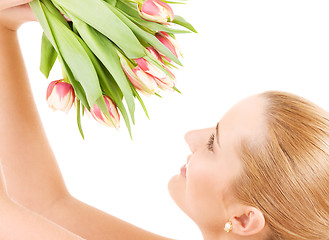 Image showing happy woman with flowers