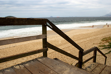 Image showing Wooden staircase to the beach in Brazil 