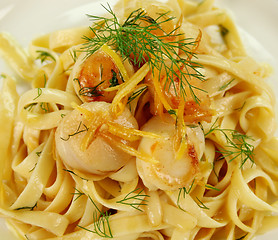 Image showing Fettucini With Scallops