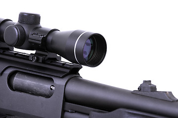 Image showing Shotgun with a rifle scope