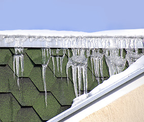 Image showing Icicles on roof