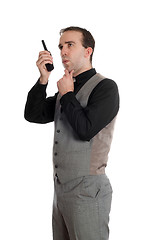 Image showing Businessman On Walkie Talkie