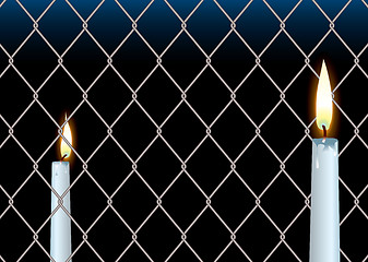 Image showing wire fence candle