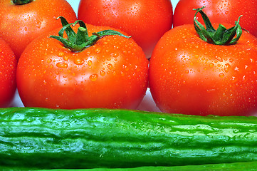 Image showing Tomatoes and cucumbers