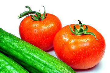 Image showing Tomatoes and cucumbers