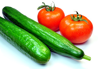 Image showing Tomatoes and cucumbers