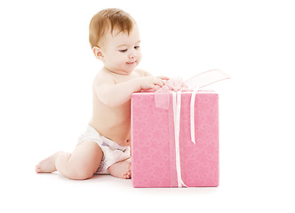 Image showing baby boy with big gift box