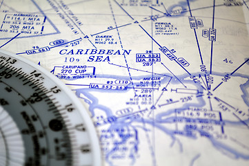 Image showing Air navigation: map of the Caribbean Sea