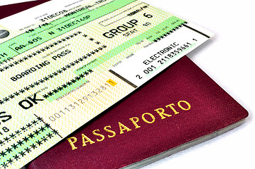 Image showing Passport and boarding pass