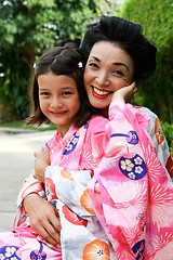 Image showing Family dressed in kimono.