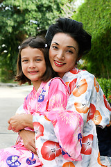 Image showing Family dressed in kimono.