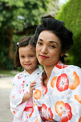 Image showing Family dressed in kimono.