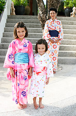 Image showing Family dressed in kimono.